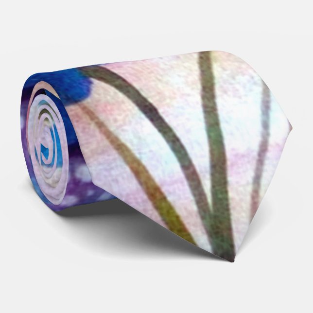 Blauer Blumenstrauß-Krawatte Krawatte (Gerollt)