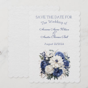 Blauer Blumenstrauß Save The Date
