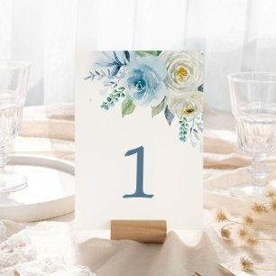 Blauer Blumentisch 1 Hochzeitstil-Tischnummer Tischnummer