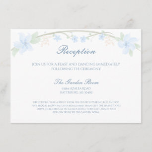 Blauer Blumenwreath-Empfang Begleitkarte