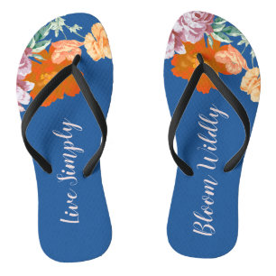 Blauer Blumenzauber weithin Inspirierend Zitat Flip Flops