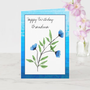 Blauer Blumenzauber zum Geburtstag Grandma Karte