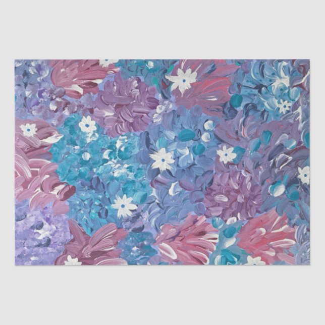Blauer Blumenzwirn Seidenpapier (Vorderseite)