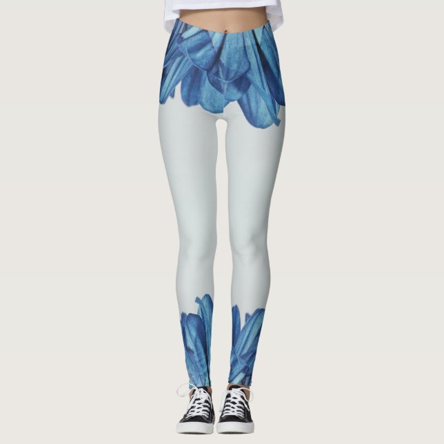 Blauer Blütenblätter der Rose Leggings (Vorderseite)