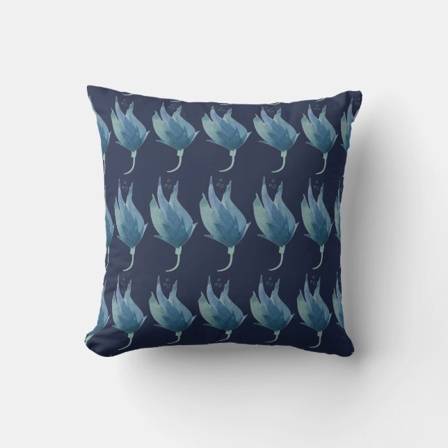 Blauer Blütenblau Kissen (Vorderseite)