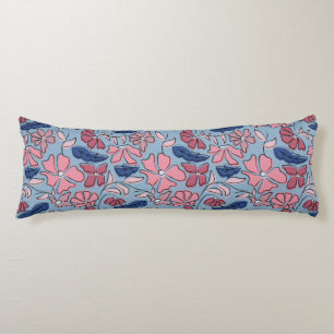 Blauer Blütenblock mit rosa und blauer Hand drucke Seitenschläferkissen