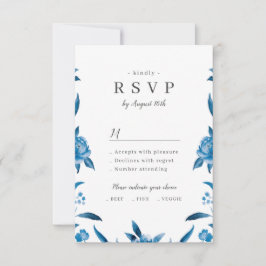 Blauer Blütenblütenhochzeit RSVP