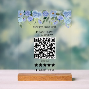 Blauer Blütenmehl Bitte Verlass uns einen QR-Prüfc Acrylschild