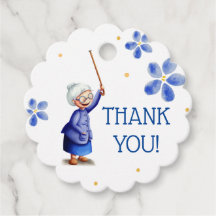 Blauer Blütenmensch mit Kaninchenfarbe Danke