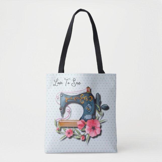 Blauer Blütennähmaschine Strick (Vorderseite)