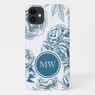 Blauer Blütenpeony Case-Mate iPhone Hülle