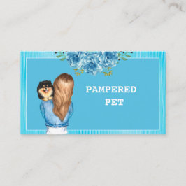 Blauer Blütenpet Groomer Holppy Visitenkarte