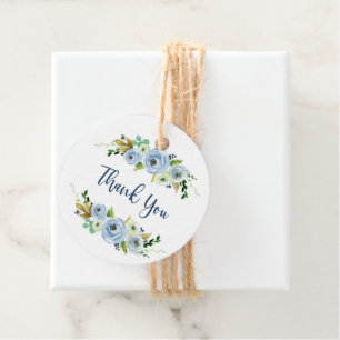 Blauer Blütentag, boho chic, Baby Duschjunge Geschenkanhänger