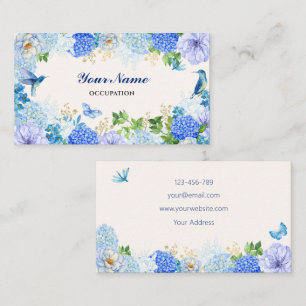 Blauer Blütenvogel, einfach elegant Visitenkarte