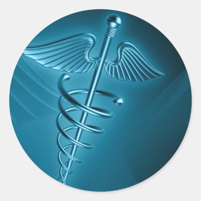 Blauer Blutgerinnsel Asclepius Runder Aufkleber (Vorderseite)