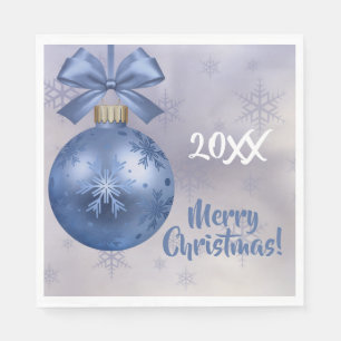 Blauer Bobble Ornament auf einem Seidenband Napkin Serviette