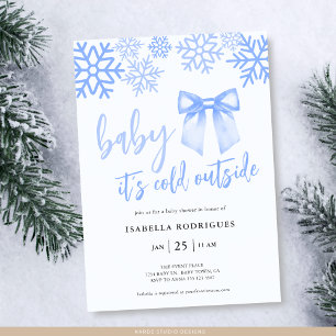 Blauer Bogen Baby Es ist kalt draußen Babyparty Einladung