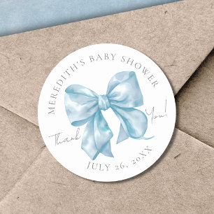 Blauer Bogen Babyparty Runder Aufkleber