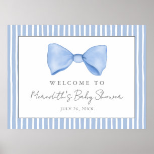 Blauer Bogen Babyparty Willkommensschild Poster