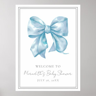 Blauer Bogen Babyparty Willkommensschild Poster