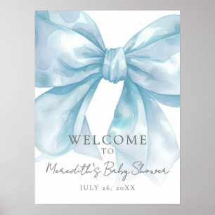 Blauer Bogen Babyparty Willkommensschild Poster
