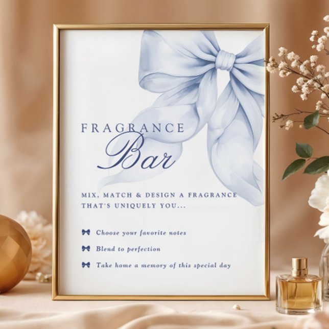 Blauer Bogen-Brautparty-Tabellenzeichen Poster (Von Creator hochgeladen)