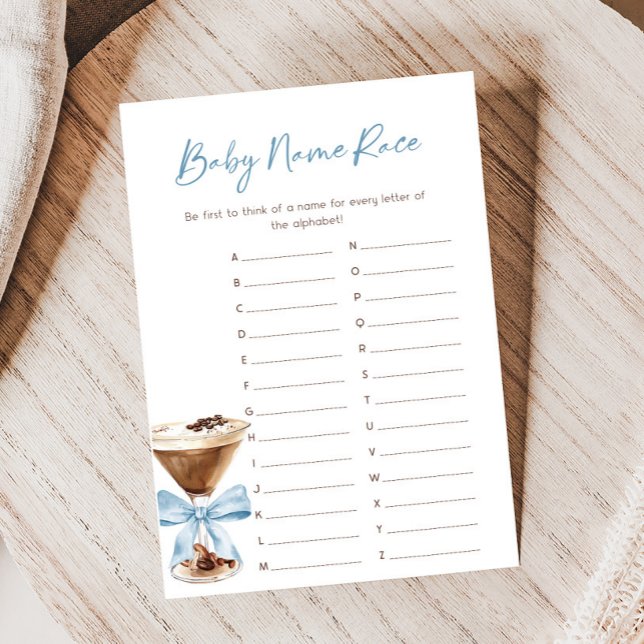 Blauer Bogen Espresso Martini Shower Name Race Spi (Espresso Baby Shower Game)