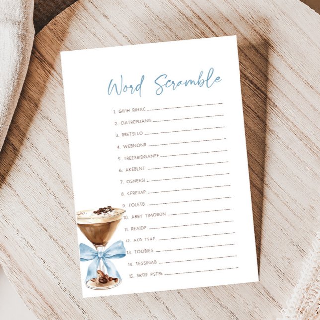 Blauer Bogen Espresso Martini Shower Wortverwirrsp (Espresso Baby Shower Game)