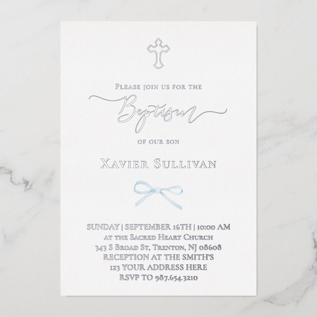 Blauer Bogen Folieneinladung (Vorderseite)