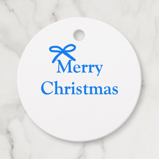 Blauer Bogen frohe Weihnachtsgeschenke einfache mo Geschenkanhänger (Vorderseite)
