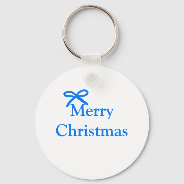 Blauer Bogen frohe Weihnachtsgeschenke einfache mo Schlüsselanhänger (Vorderseite)