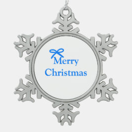 Blauer Bogen frohe Weihnachtsgeschenke einfache mo Schneeflocken Zinn-Ornament