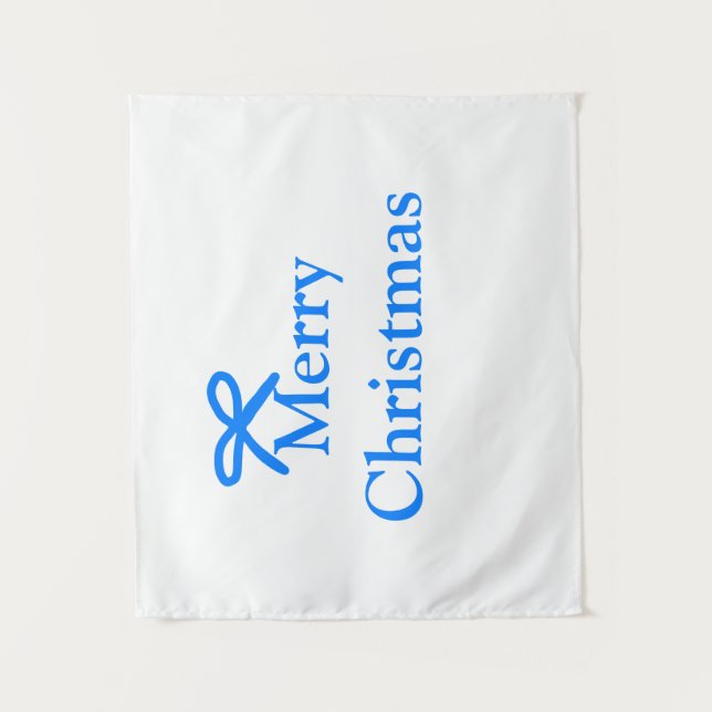 Blauer Bogen frohe Weihnachtsgeschenke einfache mo Wandteppich (Vorderseite)