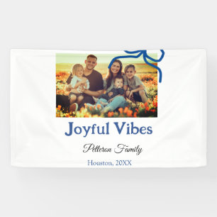 Blauer Bogen fröhliche Vibes fügen Familienname Fo Banner