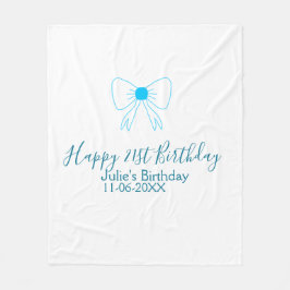 Blauer Bogen glücklich 21. Geburtstagsdatum mädche Fleecedecke