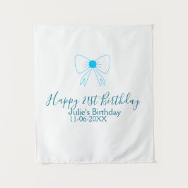 Blauer Bogen glücklich 21. Geburtstagsdatum mädche Wandteppich