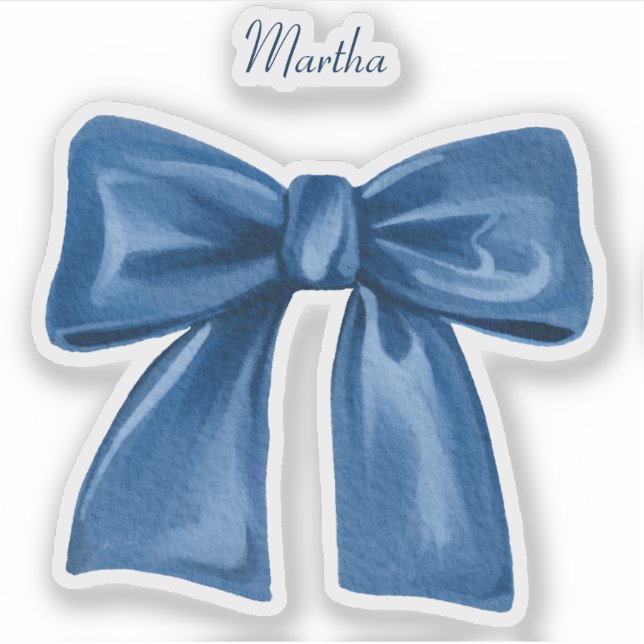 Blauer Bogen mit Name Vinyl Sticker (Vorderseite)