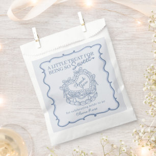 Blauer Bogen Retro Herz Coquette Kuchen Brautparty Geschenktütchen