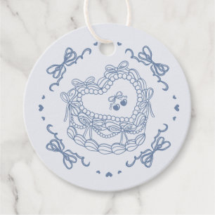 Blauer Bogen Retro Herz Coquette Kuchen Junggesell Geschenkanhänger