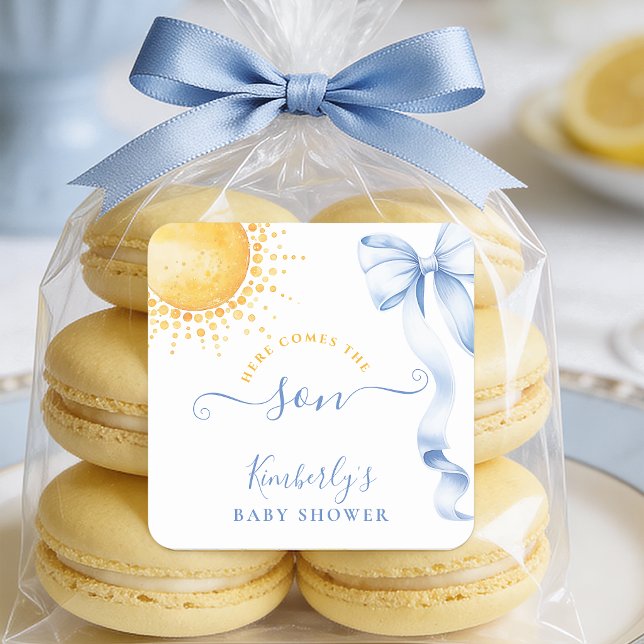Blauer Bogen Sun Baby Shower Favor Aufkleber (Von Creator hochgeladen)