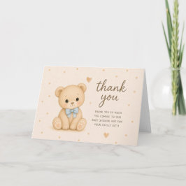 Blauer Bogen Teddybär Baby Shower Dankeschön Karte