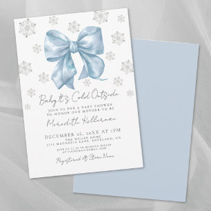 Blauer Bogen Winter Junge Babyparty Einladung