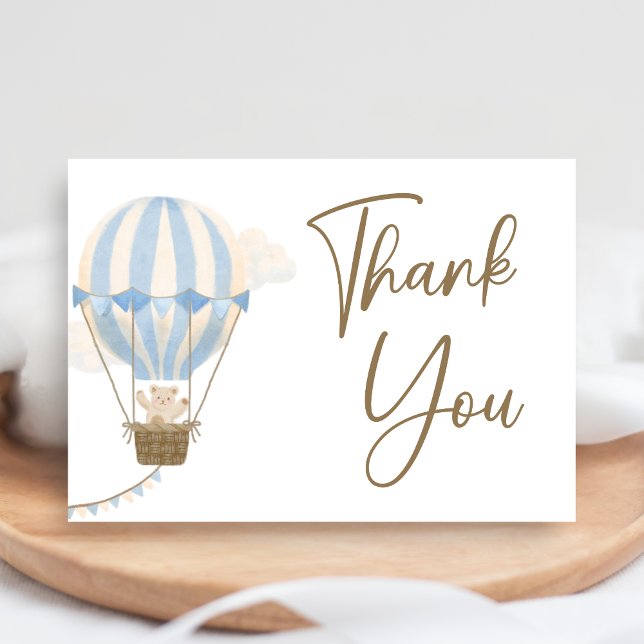 Blauer Boho-Bär-Baby-Party  Dankeskarte (Oh Baby Bear Baby Shower Thank You Card)