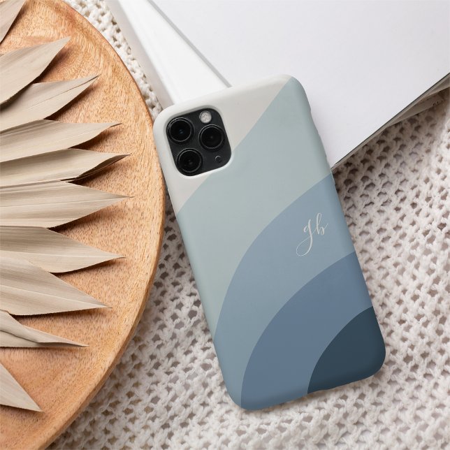 Blauer Boho Farbdurchsatz Monogram Case-Mate iPhone Hülle (Von Creator hochgeladen)
