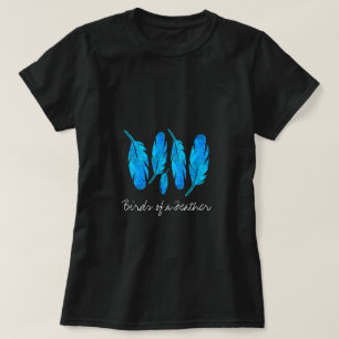 Blauer Boho Federn blau und grau T-Shirt