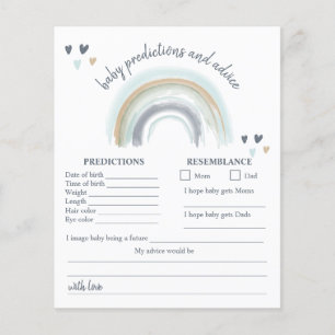 Blauer Boho-Regenbogen-Baby-Party-Vorhersage-Spiel