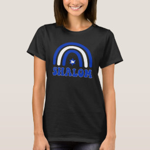 Blauer Boho Regenbogen Shalom T-Shirt