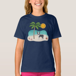 Blauer Boston Terrier an einem tropischen Sommerst T-Shirt