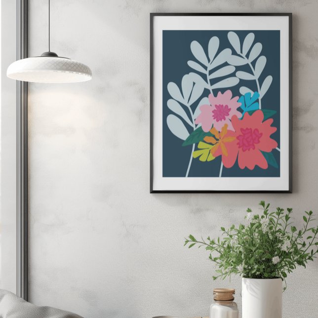 Blauer botanischer Blumenstrauß Blume hübsche Kuns Poster (Von Creator hochgeladen)