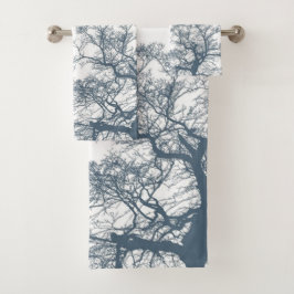 Blauer Bottom Trees Tropical Boho Badhandtuch Set